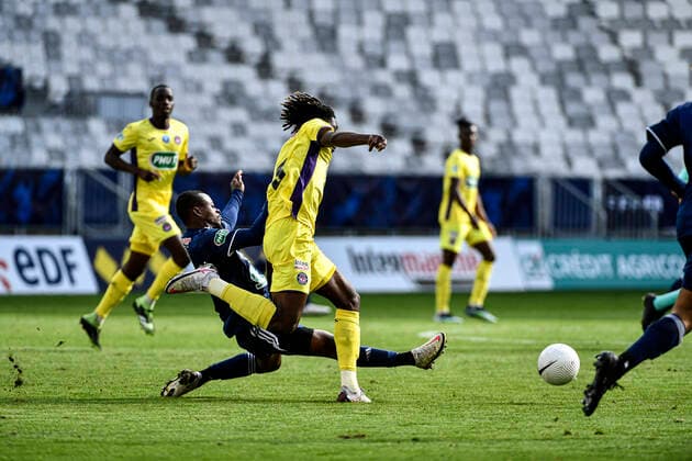 Fußball, Coupe de France, Girodins Bordeaux - FC Toulouse KONE Kouadio (Capitaine) (tfc) FOOTBALL : Bordeaux vs Toulouse - 32eme de finale de la Coupe de France - Bordeaux - 10 02 2021 ThierryBreton Panoramic 
