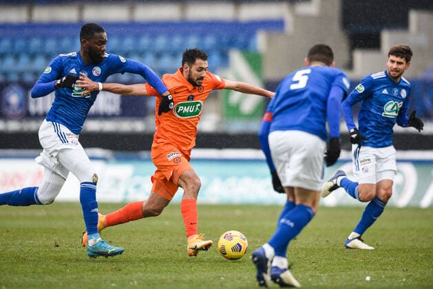 Gaetan LABORDE ( Montpellier ) - FOOTBALL : Strasbourg vs Montpellier - Coupe de France - Strasbourg - 10 02 2021 FedericoPestellini Panoramic 