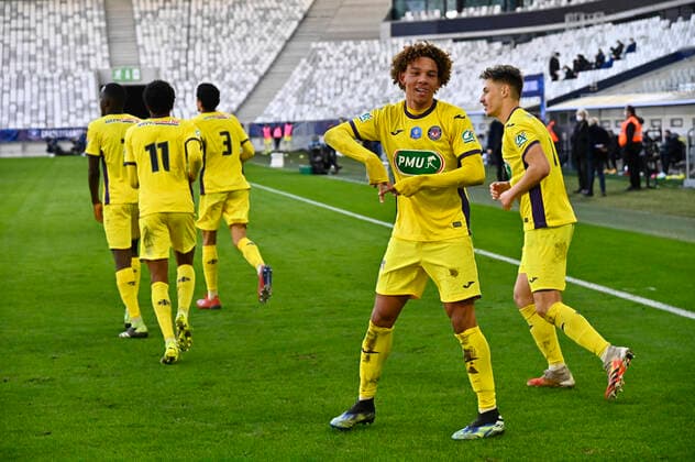 Fußball, Coupe de France, Girodins Bordeaux - FC Toulouse But et Joie ANTISTE Janis (tfc) FOOTBALL : Bordeaux vs Toulouse - 32eme de finale de la Coupe de France - Bordeaux - 10 02 2021 ThierryBreton Panoramic 