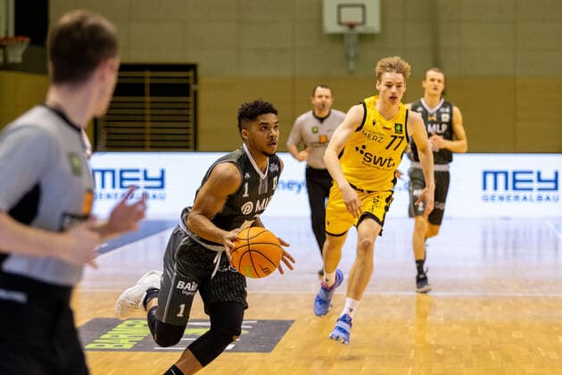 Sa eed Nelson (MLP Academics Heidelberg, 1) Timo Lanmüller (Tigers Tübingen, 77)¨¨¨Tigers Tübingen vs. MLP Academics Heidelberg, 2. Basketball, Bundesliga, Pro A, Barmer 2 Basketball, Spieltag 22, Spielzeit 2020 2021, 10.02.2021, ¨¨ Tigers Tübingen - MLP Academics Heidelberg, Basketball, 2. Bundesliga, Barmer 2 Basketball, Spieltag 22, Spielzeit 2020 2021, 10.02.2021 Rottenburg am Neckar Copyright: xNinaxSander xEibnerxPressefotoxIx EP_NSR