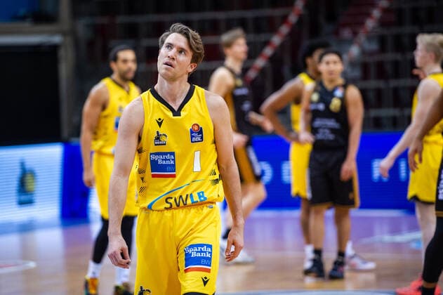 Jordan Hulls (MHP RIESEN Ludwigsburg 1) ; 1. BASKETBALL Bundesliga: MHP Riesen Ludwigsburg - Basketball Loewen Braunschweig am 10.02.2021 in Ludwigsburg (MHPArena), Baden-Wuerttemberg, Deutschland Ludwigsburg. 10.02.21 Basketball , 10.02.2021, Ludwigsburg (Deutschland)