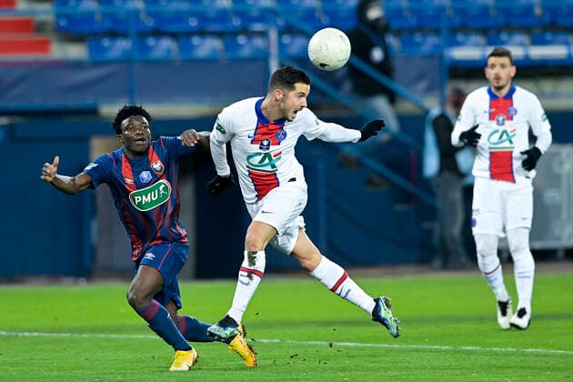 Fußball, Coupe de France, SM Caen - Paris St. Germain Pablo Sarabia (PSG) FOOTBALL : SM Caen vs PSG - 1 32 de Finale - Coupe de France - 10 02 2021 JBAutissier Panoramic 