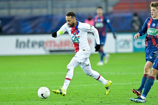 Fußball, Coupe de France, SM Caen - Paris St. Germain Neymar Jr (PSG) FOOTBALL : SM Caen vs PSG - 1 32 de Finale - Coupe de France - 10 02 2021 JBAutissier Panoramic 