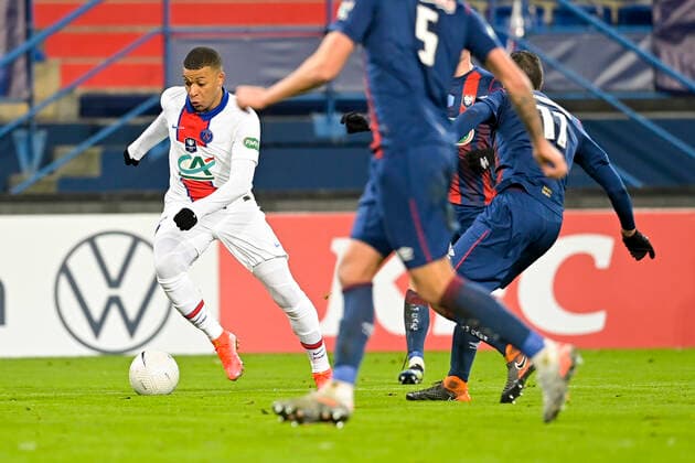 Fußball, Coupe de France, SM Caen - Paris St. Germain Kylian Mbappe (PSG) FOOTBALL : SM Caen vs PSG - 1 32 de Finale - Coupe de France - 10 02 2021 JBAutissier Panoramic 
