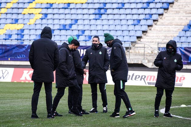 Reconnaissance du terrain - Ryad Boudebouz ( Saint Etienne ) - FOOTBALL : Sochaux vs Saint Etienne - Coupe de France - Sochaux - 11 02 2021 FedericoPestellini Panoramic 
