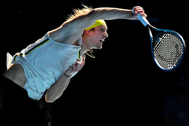 Sport Bilder des Tages TENNIS AUSTRALIAN OPEN, Alexander Zverev of Germany in action during his third Round Men s singles match against Adrian Mannarino of France on Day 5 of the Australian Open at Melbourne Park in Melbourne, Friday, February 12, 2021. ( NO ARCHIVING, EDITORIAL USE ONLY, NO USE IN BOOKS WITHOUT CONSENT MELBOURNE VIC AUSTRALIA  Copyright: xDEANxLEWINSx 20210212001520040064