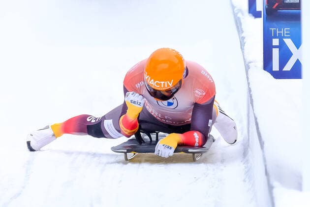 Bilder des Jahres 2021, Sport 02 Februar Sport Themen der Woche KW06 Sport Bilder des Tages IBSF Weltmeisterschaft Bob + Skeleton 2021 in Altenberg. 4. Lauf - Skeleton Männer am 12.02.2021. Christopher Grotheer (GER). *** IBSF World Championship Bob Skeleton 2021 in Altenberg 4 Run Skeleton Men on 12 02 2021 Christopher Grotheer GER
