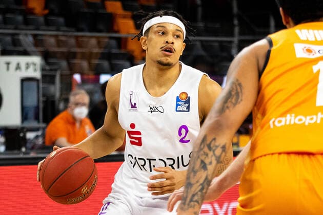 Nelson Weidemann (BG Goettingen 02) GER, Ratiopharm Ulm vs. BG Goettingen, easycredit 1.Bundesliga Basketball,18.Spieltag, Saison 2020 21, 12.02.2021 Ratiopharm Ulm vs. BG Goettingen, 1.Basketball Bundesliga Neu-Ulm Copyright: xEibner-Pressefoto RogerxBuerkex EP_EER
