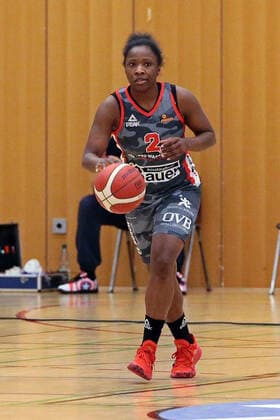 12.02.2021, xovx, Basketball Damen, DBBL, 1. Bundesliga, BC Pharmaserv Marburg - TSV 1880 Wasserburg Kelly Moten (TSV 1880 Wasserburg), Freisteller Marburg Sporthalle Georg-Gaßmann-Stadion Hessen Deutschland (DE)
