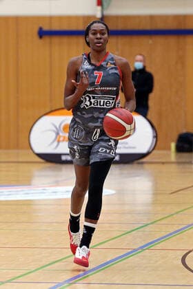 12.02.2021, xovx, Basketball Damen, DBBL, 1. Bundesliga, BC Pharmaserv Marburg - TSV 1880 Wasserburg Morgan Pullins (TSV 1880 Wasserburg), Freisteller Marburg Sporthalle Georg-Gaßmann-Stadion Hessen Deutschland (DE)
