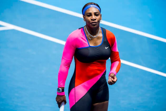 MELBOURNE, VIC - FEBRUARY 14: Serena Williams of the United States of America in action during round 4 of the 2021 Australian Open on February 14 2020, at Melbourne Park in Melbourne, Australia. (Photo by Jason Heidrich Icon Sportswire) TENNIS: FEB 14 Australian Open Icon2102140727