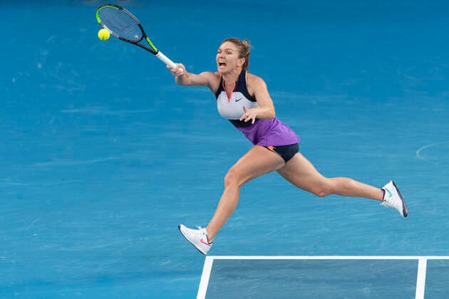 Simona Halep,von oben Australian Open 2021 - Melbourne Park - Melbourne - Victoria - Australia - 14 02 2021. Copyright: xJuergenxHasenkopfx