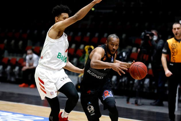 14.02.2021, easyCredit Basketball Bundesliga, BBL, Saison 2020 2021, Herren, Chemnitz Niners - FC Bayern München Basketball Virgel Matthews, Niners Chemnitz Chemnitz Messe Chemnitz Sachsen Germany