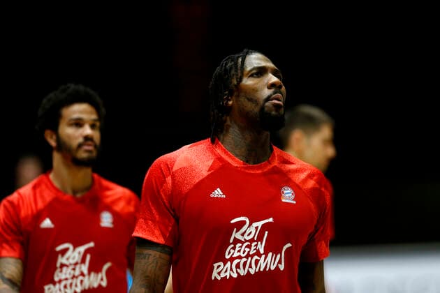 14.02.2021, easyCredit Basketball Bundesliga, BBL, Saison 2020 2021, Herren, Chemnitz Niners - FC Bayern München Basketball Jalen Reynolds, FC Bayern Basketball Chemnitz Messe Chemnitz Sachsen Germany