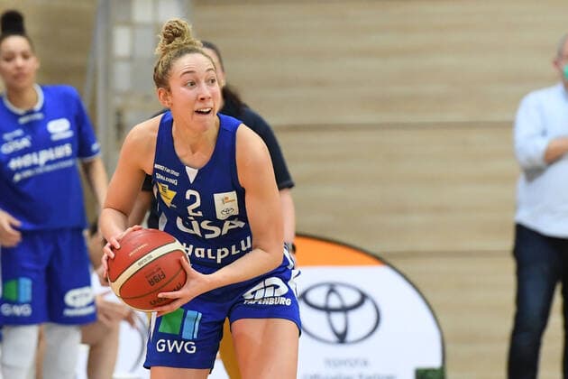 Halle, Deutschland 14. Februar 2021: 1.BBL - Damen - 2020 2021 - Gisa Lions SV Halle vs. TSV Wasserburg Darien Huff (Halle) Erdgas Sportarena Sachsen Anhalt Copyright: xFotostandx xxBallaschx
