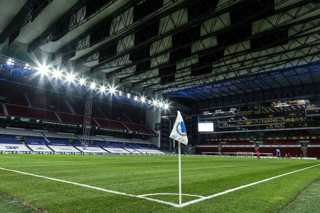 FC Copenhagen v SoenderjyskE, 3F Superliga, Copenhagen, Denmark Copenhagen, Denmark. 15th, February 2021. The pitch of Parken Stadium, the home of FC Copenhagen, seen before the 3F Superliga match between FC Copenhagen and SoenderjyskE in Parken, Copenhagen. Copenhagen Denmark  Copyright: xGonzalesxPhoto DejanxObretkovicx