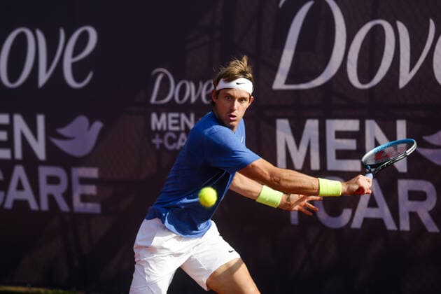 Concepcion 16 de febrero de 2021 El jugador chileno Nicolas Jarry, debuta en la segunda jornada del Cuadro ATP, Tennis Herren Challenger Concepción 2021. Pablo Hidalgo Aton Chile Cuadro ATP Challenger Concepción 2021