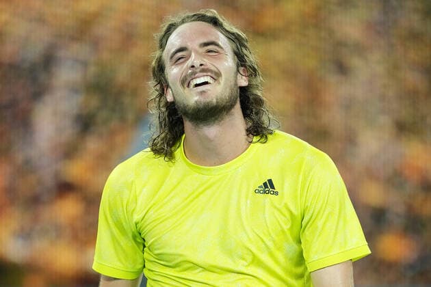 TENNIS AUSTRALIAN OPEN, Stefanos Tsitsipas of Greece reacts after defeating Rafael Nadal of Spain during their Men s singles quarter finals match against on Day 10 of the Australian Open at Melbourne Park in Melbourne, Wednesday, February 17, 2021. ( NO ARCHIVING, EDITORIAL USE ONLY, NO USE IN BOOKS WITHOUT CONSENT MELBOURNE VIC AUSTRALIA  Copyright: xDAVExHUNTx 20210217001521216810