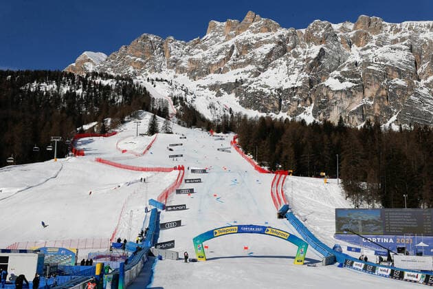 Olympia delle Tofane panoramic view during 2021 FIS Alpine World SKI Championships - Giant Slalom - Women, alpine ski race in Cortina (BL), Italy, February 18 2021  Copyright: xLiveMedia FrancescoxScaccianocex xLiveMediax 0