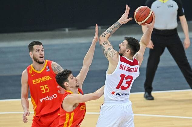 2021.02.19 Gliwice Koszykowka Mezczyzn Kwalifikacje Mistrzostw Europy FIBA EuroBasket 2022 Polska - Hiszpania N z Dominik Olejniczak Foto Lukasz Sobala PressFocus 2021.02.19 Gliwice Basketball Men s FIBA EuroBasket 2022 Qualifiers Poland - Spain Dominik Olejniczak Credit: Lukasz Sobala PressFocus NEWSPIX.PL --- Newspix.pl  20210219PF_LS255