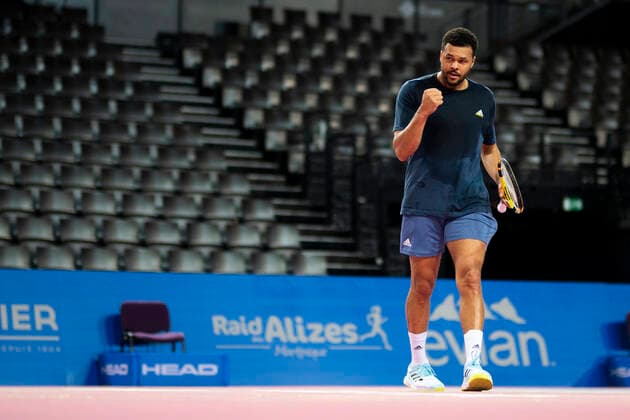 Entrainement de Jo Wilfried Tsonga (Fra) TENNIS : Open Sud de France 2021 - Montpellier - 20 02 2021 JBAutissier Panoramic 