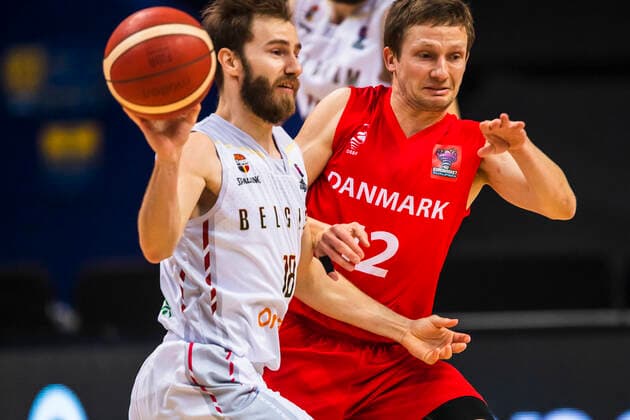 2021-02-20 Vilnius Lithuania. National teams of Belgium and Denmark play FIBA Eurobasket 2022 qualifier group C match in Vilnius on Saturday 20 of February 2022. Vilnius Lithuania KKF20210220_2914  Copyright: xKarolisxKavolelisx FIBA basketball Lithuania
