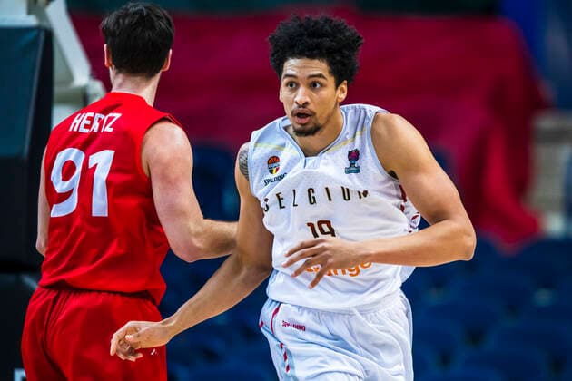 2021-02-20 Vilnius Lithuania. National teams of Belgium and Denmark play FIBA Eurobasket 2022 qualifier group C match in Vilnius on Saturday 20 of February 2022. Vilnius Lithuania KKF20210220_2905  Copyright: xKarolisxKavolelisx FIBA basketball Lithuania