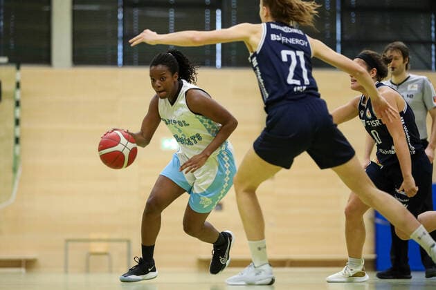 Capitol Bascats Duesseldorf gegen Eintracht Braunschweig LionPride, 20.02.2021 Maryam Adepoju Olatunji ( 2, Capitol Bascats Duesseldorf); Capitol Bascats Duesseldorf gegen Eintracht Braunschweig LionPride am 20.02.2021, Duesseldorf. Copyright: xBEAUTIFULxSPORTS KennyxBeelex