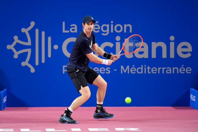 entrainement de Andy Murray (Gbr) TENNIS : Tirage au Sort - Open Sud de France 2021 - Montpellier - 20 02 2021 JBAutissier Panoramic 
