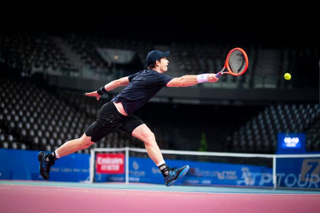 entrainement de Andy Murray (Gbr) TENNIS : Tirage au Sort - Open Sud de France 2021 - Montpellier - 20 02 2021 JBAutissier Panoramic 