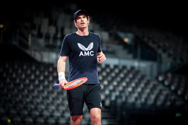 entrainement de Andy Murray (Gbr) TENNIS : Tirage au Sort - Open Sud de France 2021 - Montpellier - 20 02 2021 JBAutissier Panoramic 