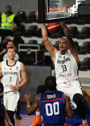 20.02.2021 Podgorica(Montenegro) Germany-Great Britain Eurobasket qualifiers men s basketball Maik Zirbes Germany :Str