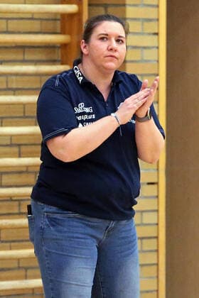 20.02.2021, xovx, Basketball Damen 1. Bundesliga, BC Pharmaserv Marburg - GISA Lions SV Halle Trainerin Sandra Rosanke (Gisa Lions SV Halle) Marburg Sporthalle Georg-Gaßmann-Stadion Hessen Deutschland (DE)
