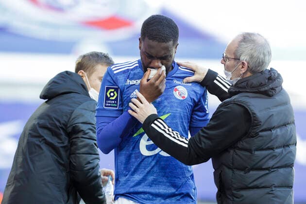 Aholou Jean Eudes Pascal 6 FOOTBALL : Strasbourg vs Angers - Ligue 1 Uber Eats - 21 02 2021 ElyxandroCegarra Panoramic 
