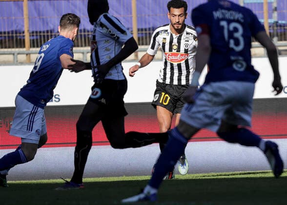 Fulgini Angelo 10 FOOTBALL : Strasbourg vs Angers - Ligue 1 Uber Eats - 21 02 2021 ElyxandroCegarra Panoramic 