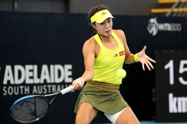 ADELAIDE, AUSTRALIA - FEBRUARY 22: Qiang Wang of China plays a forehand against Olivia Gadecki of Australia during their singles match on day one of the Adelaide International tennis tournament at Memorial Drive on February 22, 2021 in Adelaide, Australia. (Photo by Peter Mundy Speed Media Icon Sportswire) TENNIS: FEB 22 - Adelaide International Icon210222057