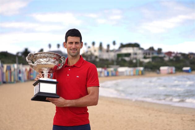 Australian Open 2021 Novak Djokovic , Serbia On Brighton Beach , melbourne