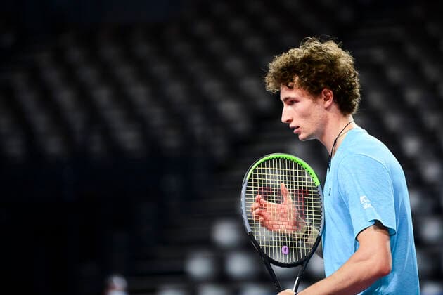 Ugo Humbert (Fra) TENNIS : Open Sud de France 2021 - Montpellier - 22 02 2021 JBAutissier Panoramic 