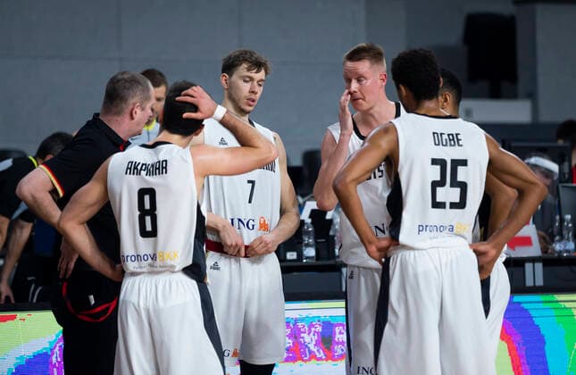 Henrik Rodl of Germany, Ismet Akpinar of Germany, Jan Niklas Wimberg of Germany, Robin Benzing of Germany, Kenneth Ogbe of Germany FIBA EuroBasket 2022 Qualifiers, 22 Februar, 22.02.2021 Montenegro vs Deutschland, Basketball, FIBA EuroBasket 2022 Qualifiers, 20 Februar, 22.02.2021 Podgorica Copyright: xEIBNER NikolaxKrsticx EP_EER