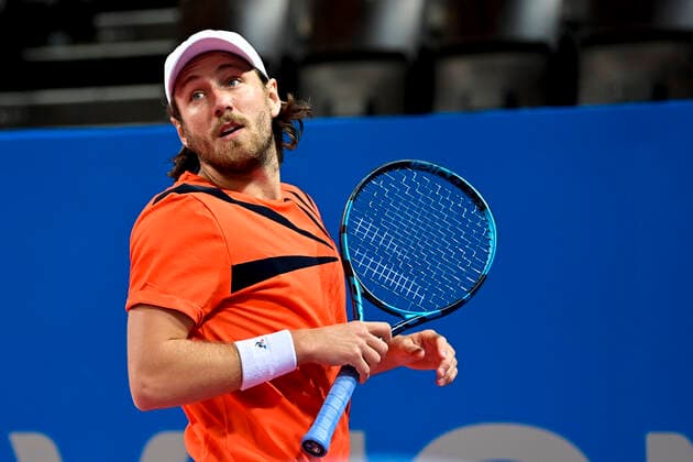 Lucas Pouille (Fra) TENNIS : Open Sud de France 2021 - Montpellier - 23 02 2021 JBAutissier Panoramic 