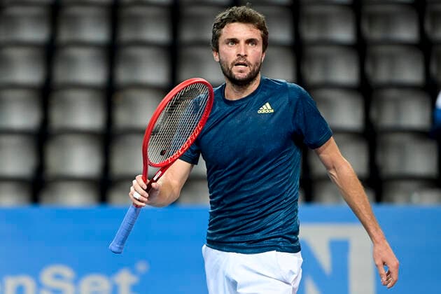 Gilles Simon (Fra) TENNIS : Open Sud de France 2021 - Montpellier - 23 02 2021 JBAutissier Panoramic 