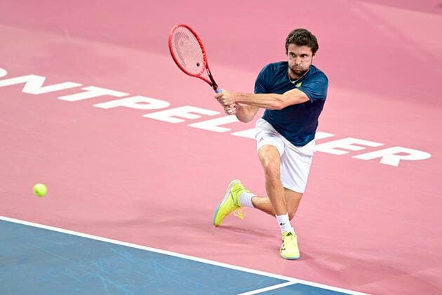Gilles Simon (Fra) TENNIS : Open Sud de France 2021 - Montpellier - 23 02 2021 JBAutissier Panoramic 