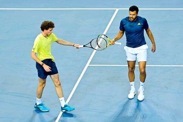 Ugo Humbert (Fra) et Jo Wilfried Tsonga (Fra) - Double TENNIS : Open Sud de France 2021 - Montpellier - 23 02 2021 JBAutissier Panoramic 