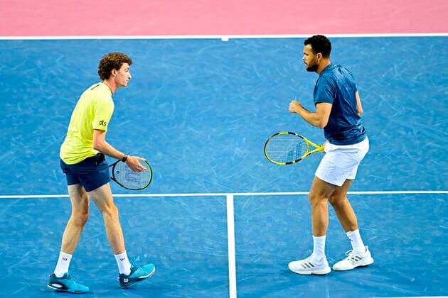Ugo Humbert (Fra) et Jo Wilfried Tsonga (Fra) - Double TENNIS : Open Sud de France 2021 - Montpellier - 23 02 2021 JBAutissier Panoramic 