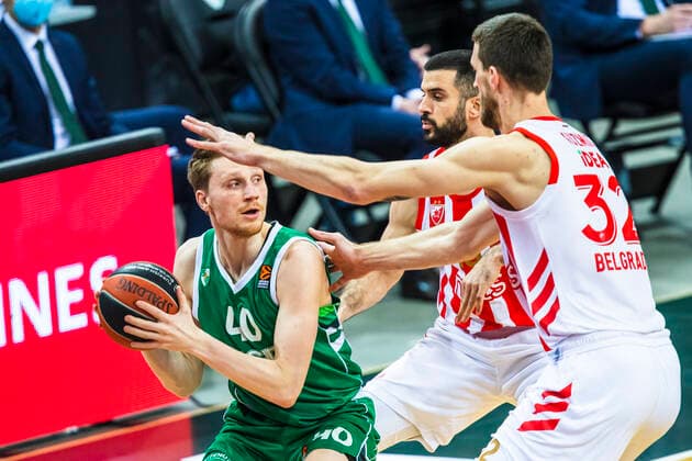 2021-02-23 Kaunas Lithuania. Zalgiris Kaunas plays vs Crvena Zvezda Belgrade Euroleague basketball game in Kaunas on Tuesday 23 of February 2022. Vilnius Lithuania KKF20210223_3222  Copyright: xKarolisxKavolelisx Euroleague basketball