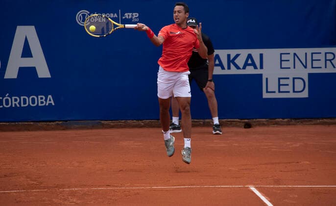 February 23, 2021, Cordoba Capital, Cordoba, Argentina: Tennis player Hugo Dellien (112) BOL .Tennis players Hugo Dellien (112) of Bolivia and Italian Marco Cecchinato (79) compete for the second round at the Cordoba Open. Cordoba Capital Argentina - ZUMAb196 20210223_zip_b196_037 Copyright: xDanielxBustosx