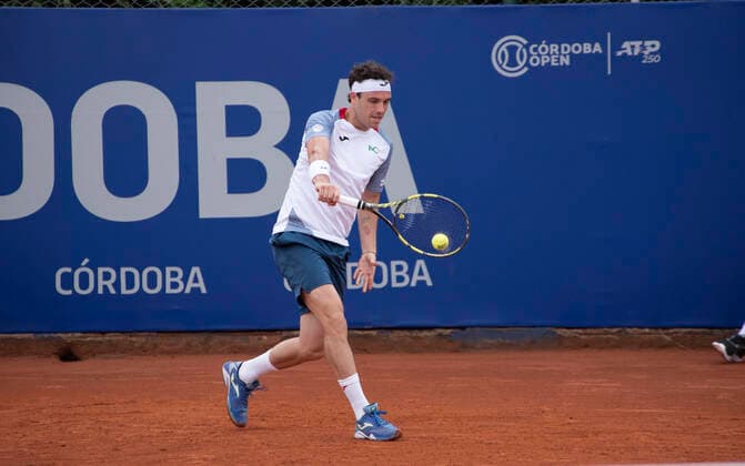 February 23, 2021, Cordoba Capital, Cordoba, Argentina: The Italian Marco Cecchinato (79) ITA. Tennis players Hugo Dellien (112) of Bolivia and Italian Marco Cecchinato (79) compete for the second round at the Cordoba Open. Cordoba Capital Argentina - ZUMAb196 20210223_zip_b196_053 Copyright: xDanielxBustosx
