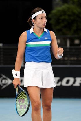 ADELAIDE, AUSTRALIA - FEBRUARY 24: Anastasija Sevastova of Lativa reacts on a point against Christina McHale of United States during their singles match on day three of the Adelaide International tennis tournament at Memorial Drive on February 24, 2021 in Adelaide, Australia. (Photo by Peter Mundy Speed Media Icon Sportswire) TENNIS: FEB 24 - Adelaide International Icon210224015
