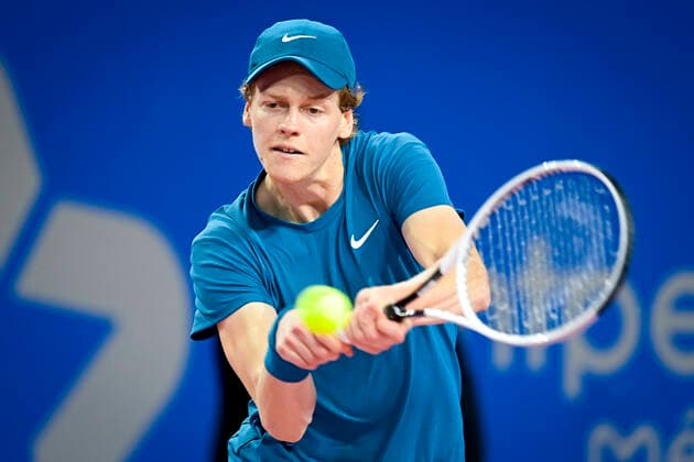Jannik Sinner (Ita) TENNIS : Open Sud de France 2021 - Montpellier - 24 02 2021 JBAutissier Panoramic 