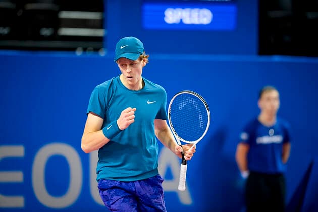 Jannik Sinner (Ita) TENNIS : Open Sud de France 2021 - Montpellier - 24 02 2021 JBAutissier Panoramic 